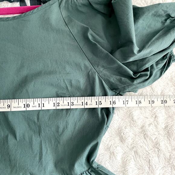 Peter Som Green Puff Sleeves Open Tie Back Ruffle A-line Summer Mini Dress 6 - Picture 9 of 10